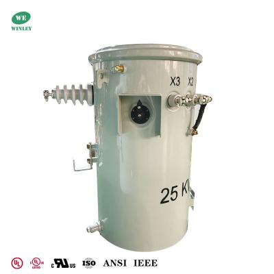 China 25Kva Single Phase Pole Mounted  Distribution Transformer Oil-immersed 7.2KV To 120V UL/cUL Listed for sale