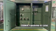 2550kVA 三相パッド搭載 トランスフォーマー ラジアル供給 12.87KV から 480V ANSI C57 規格 UL リスト