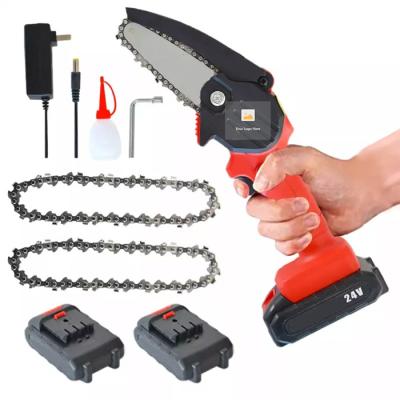 China 6 Inch 300W Battery Portable Chain Saw Machine Handhold Electric Wood Cutting Cordless for sale
