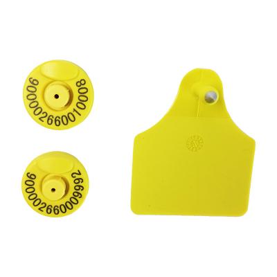 China Yellow RFID Ear Tag With TPU And ICAR Ear Tag ISO11784/5 FDX-B for sale