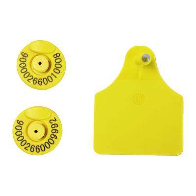 China Yellow RFID Animal Ear Tag within R/W standard ISO11784/5 FDX-B for sale