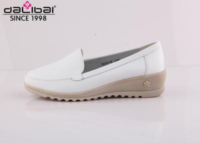 China White color single leather nursing clogs for women medical footwear TPR outsole for sale