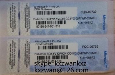 China Wholesale X16 blue Windows 7 Pro OEM Product Key label (not-MSDN) COA Sticker for sale