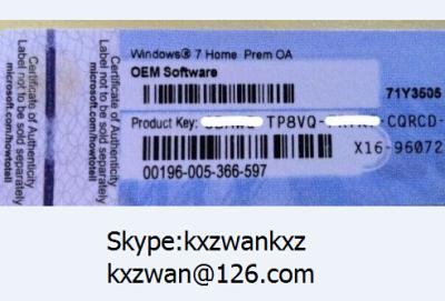 China Microsoft windows 7 home premium Product coa Sticker label for HP OEM software for sale