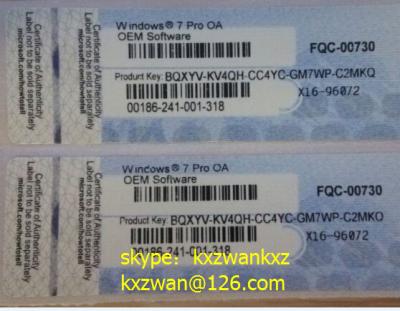 China Microsoft windows 7 professional coa sticker,oem and fpp license key for win7 for sale