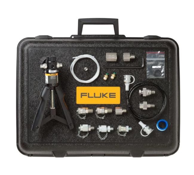 Fluke 700PTPK2 Pneumatic Test Pressure Kit with accessories in hard case