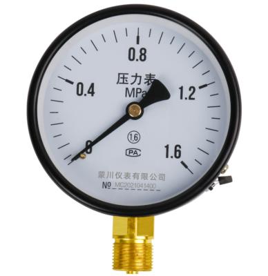 China CCC Y100 Radial Pressure Gauge 100mm Copper Joint Iron Shell M20*1.5 for sale