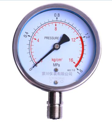 China 108mm Differential Water Pressure Gauge 300 PSI Water Liquid Gas Y-100BF2 for sale