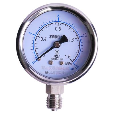China Y60BF Water Oil Oxygen Pressure Gauge 40mm Vacuum Hydraulic 75mm for sale