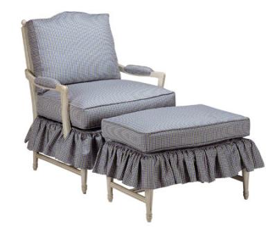 China Silla tapizada falda con Ottoman, silla moderna del sofá de la tela del amortiguador y Ottoman en venta