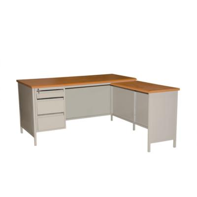 China Modern MDF Board L Shaped Office Desk Three Drawer Office Desk for sale