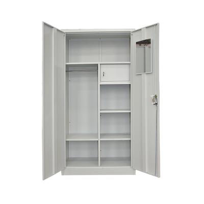 China Multifunctional KD Metal Wardrobe Closets With Hanger and Adjustable Shelves for sale