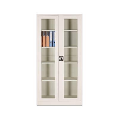 China 0.5~1.2mm Thickness Metal Steel Library Bookshelves With Glass Door for sale