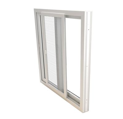 China 80mm UPVC Double Glass Sliding Window With Screen Net And Crescent Lock for sale