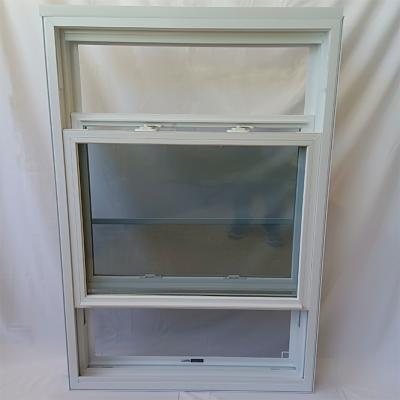 China Double Hung White Vinyl Window With Screen UPVC Frame And Glass Pane for sale