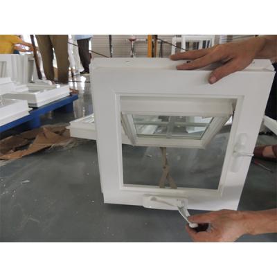 China Villa Home Manual UPVC Awning Window With Top Hung Design Crank for sale