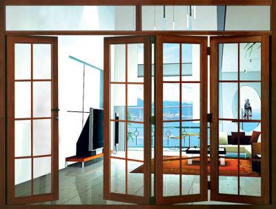 China UPVC PVC Foldable Sliding Glass Doors 3 Panel Bi Fold Doors Electrophoresis Coating for sale