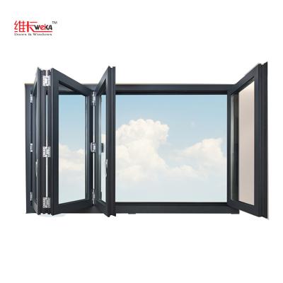 China Aluminium-Falt-Doppelverglasung Bifold-Fenster Hurrikansicherung zu verkaufen