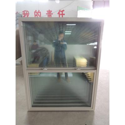 China Ventilation Glass Apricot UPVC Single Hung Window Vertical Sliding Design for sale