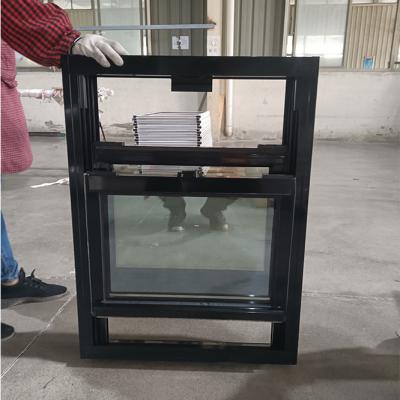 China 3.54inch Thermal Break Aluminum Double Hung Window With Tilt Window Black for sale