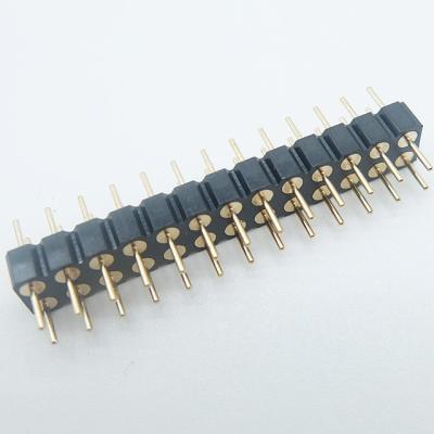 China 2*40p 1.27/2.0/2.54 machined male pin header connector h=3.00mm round pin vertical through hole board to board connector for sale