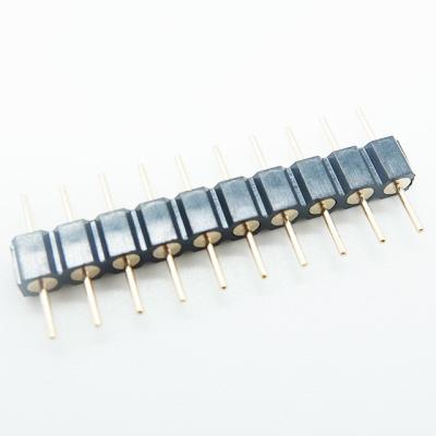 China 10p2.54mm h=3.0mm single row machined male pin header round pin vertical through hole board to board connector for led for sale