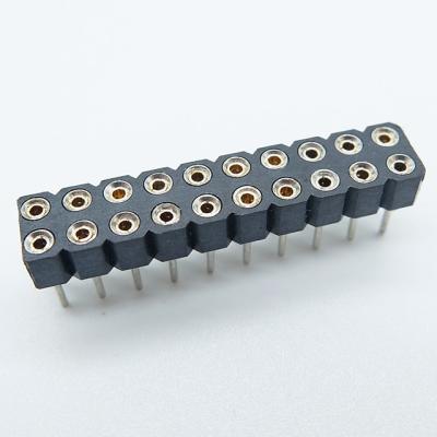 China board to board connector double row machined female header 2.54mm pitch h=3.0/7.0mm round pin vertical through holedip for sale