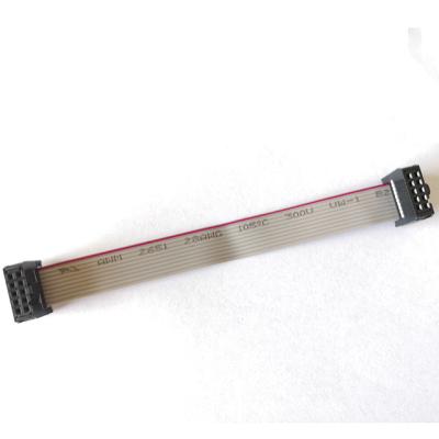 China custom length 10pin 2.54mm IDC cable assembly with 1.27mm pitch 28 awg flat ribbon cable assemblies red mark cable for sale