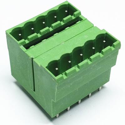 China 2EDGRHM pluggable terminal block connector 2 rows 3.81mm/5.00mm/5.08mm pitch male pin vertical through hole with flange for sale