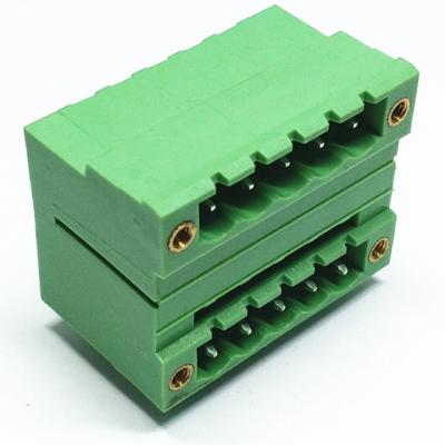 China 2EDGRHM pluggable terminal block connector 2 rows 3.81mm/5.00mm/5.08mm pitch male pin through hole with flange for sale