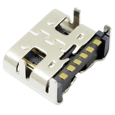 China type c usb 3.1 female socket 6 position right angel surface mount type for charging connector for sale