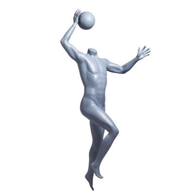 China Basketball Male Sports Mannequin , Matte Glass Fiber Headless Male Mannequin for sale