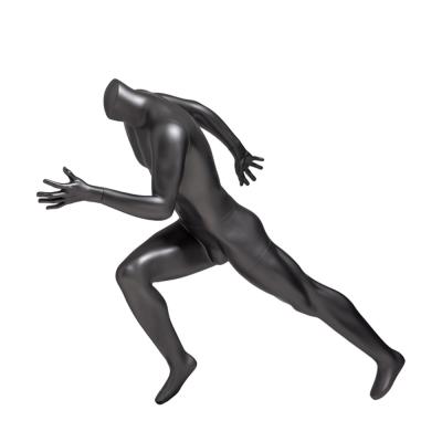 China Gray Sports Mannequin Display Headless Running Frosted Glass Fiber Male Manikin for sale
