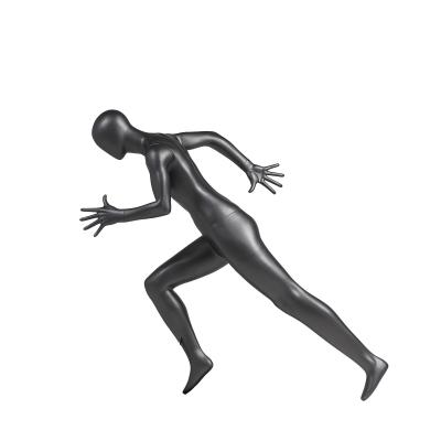 China Female Running Sports Mannequin Display Black Full Body Frosted Glass Fiber for sale