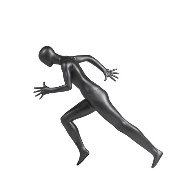 Quality Female Running Sports Mannequin Display Black Full Body Frosted Glass Fiber for sale