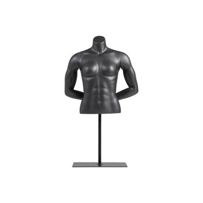 China Half Body Sports Mannequin Display Headless Black Backhand Homem Fibra de vidro fosco à venda