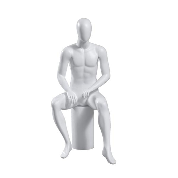 Quality Matte Black Male Full Body Mannequin Fiberglass Sitting Posture for sale