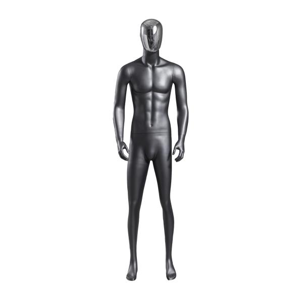 Quality Fiberglass Male Full Body Mannequin Matte Black Gold And Silver Plated Facial for sale