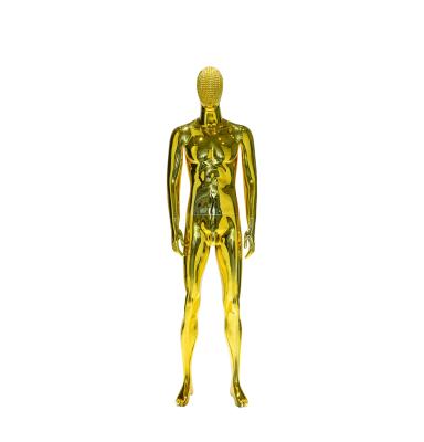 China Amarelo Homem Full Body Manikin Eletroplated em pé à venda