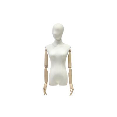 China Linen Wrapped Half Mannequin With Head , 62CM Waist Half Body Female Mannequin for sale