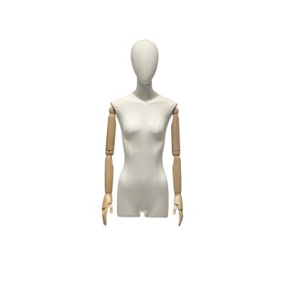 China Linen Wrapped Half Body Female Mannequin With Head Arms For Clothing Display for sale
