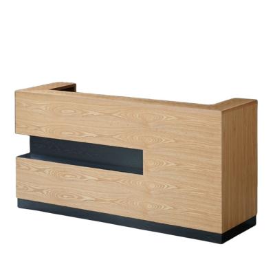 China Solid Wood Corner Reception Desk for Hotel Clothing Store and Company Front Desk Table for sale