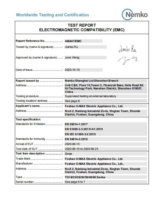 Test Report Electromagnetic Compatibility(EMC) - Guangdong Samko Technology Co.,Ltd.