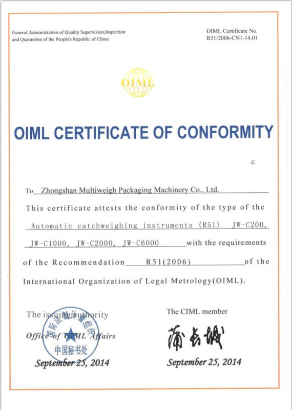 OIML - Guangdong Kenwei Intellectualized Machinery Co., Ltd.