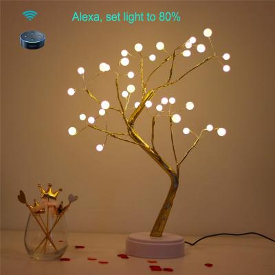 China Smart Table Lamp Accent Night Light|USB Powered|Copper Wire String Warm White|Flexible Branch for sale