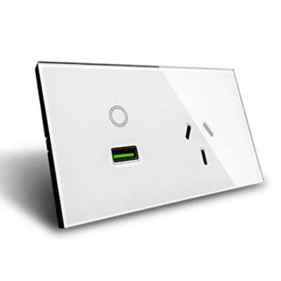 China Wifi Socket for US Standard Electrical wall Socket Outlet White Crystal Glass 15A AC Wall Powerpoints and USB 2.1A 5V for sale
