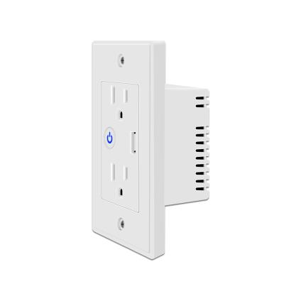 China Glomarket Cetl Fcc Rohs Us Tuya Home Smart In Wall Outlet Product Two Ac Sockets One Usb Smart Wall Plug Socket for sale