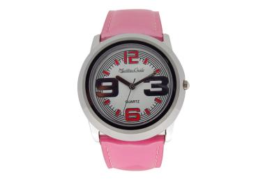China Relógios de pulso cor-de-rosa feitos sob encomenda das senhoras da correia de couro, relógio de Japão Movt da prova de choque à venda
