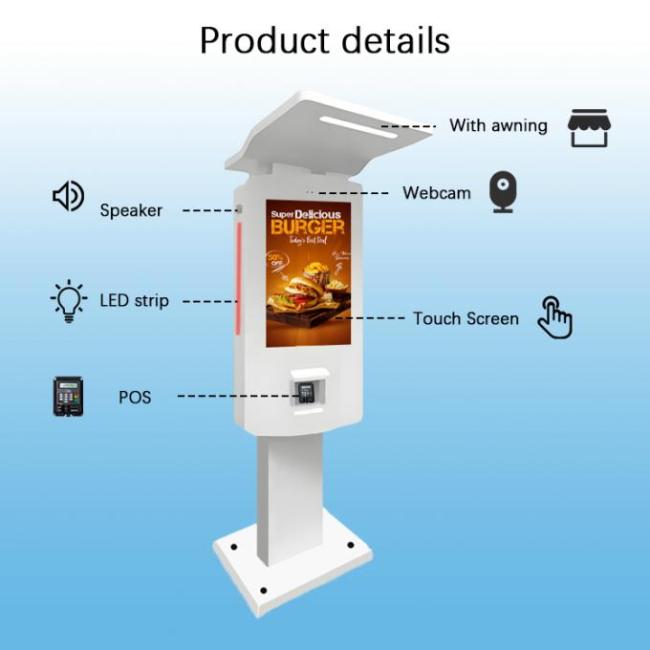 32Inch Outdoor Android PC Self Service Payment Kiosk with LED Strip 0