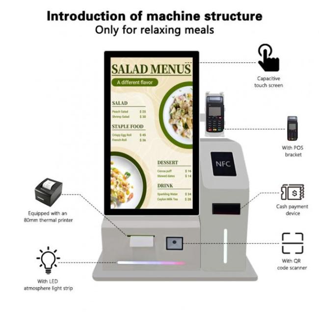24" LED Decoration Desktop Android Computer Touch Screen Payment Kiosk with Cash Collection 0